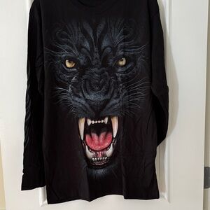 Spiral Direct Fierce Panther Graphic Long Sleeve Tee Sz L New